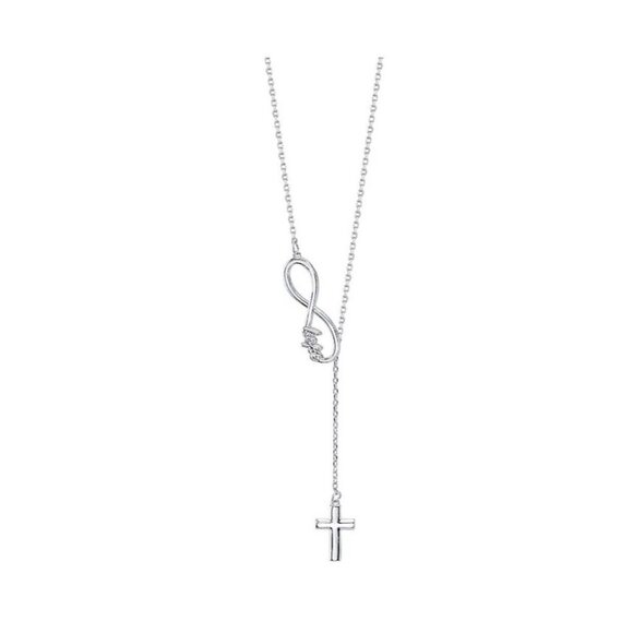 UNWRITTEN Infinity "Hope" and Cross Slider Necklace in Silver-tone MSRP $35 NWT - Picture 1 of 4